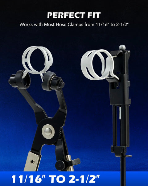 Orion Motor Tech 9-piece hose clamp pliers set, black metal with silver long-reach swivel jaws for coolant hoses