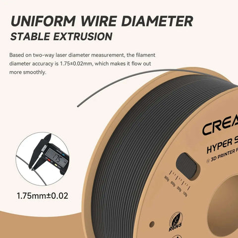 Hyper PLA Filament 1.75mm 1 Kg Spool Black For Crazy Fast 3D Printing Up To 600mm Per Second With High Fluid Melt And Rapid Cooling