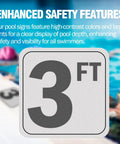 5Ft Pool Depth Stickers 2 Pack Anti Slip Vinyl Markers 6x6 Inches Waterproof No Diving Safety Signage For Pool Decks Outdoor Durable Skid Resistant Poolside Markers
