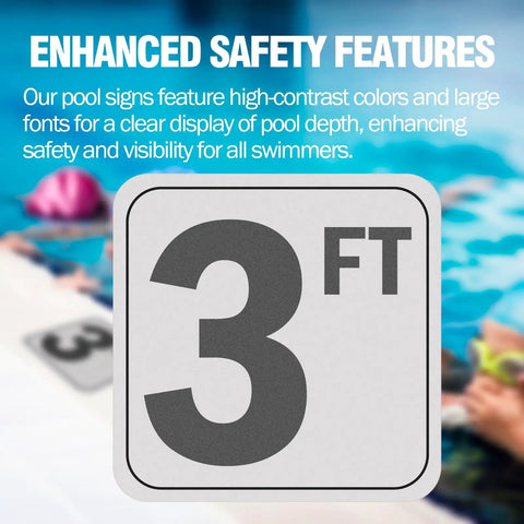 5Ft Pool Depth Stickers 2 Pack Anti Slip Vinyl Markers 6x6 Inches Waterproof No Diving Safety Signage For Pool Decks Outdoor Durable Skid Resistant Poolside Markers
