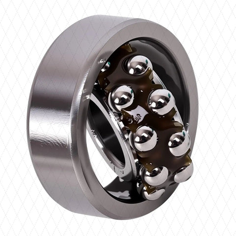 8x22x7mm Self Aligning Ball Bearings Set For Motors And Conveyors, Low Noise, High Speed, Misalignment Compensation, Chrome Steel Construction For Tough Industrial Use Boss Grade Reliability. Chrome steel bearing close-up