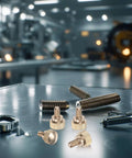 Heavy Duty Solid Brass M4x6mm Knurled Thumbscrew Pack With Grippy Quick Swap Bolts For PC Builds And Electronics Repair No Sweat Diy Fasteners Built Rock Solid on a reflective surface.