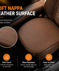 Stylish Leather Car Seat Cushion For Mini Roadster And Countryman Featuring Breathable Perforated Surface With Non-Slip Base shown on a car seat.