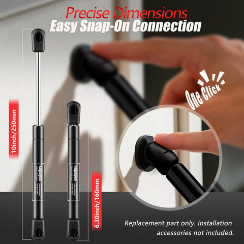 10 Inch 35 Lb Gas Struts for Truck Tool Box Lids and RV Doors shown with snap-on connection feature