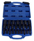 Beast 25 Piece Screw Extractor Set For Broken Screws And Bolts in blue case, showcasing various alloy steel sizes from 1/8 to 7/8 inch.