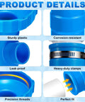 Must Have Pool Vacuum Hose Adapter Kit Compatible With Adapter B features sturdy plastic, corrosion resistance, and heavy-duty clamps.