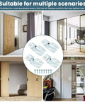 Sliding Door Hardware Wardrobe Roller Kit With Four Wheels For Top Hung Bypass Doors For Kitchen And Pantry, image showing various installed doors.