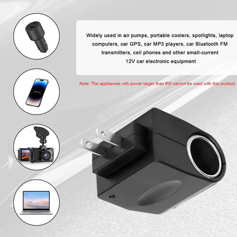 No Sweat Ac To Dc Converter Delivering Steady 12 Volt Output At 500 Ma For Car Cigarette Lighter Adapters Wall Plug Charger close-up view