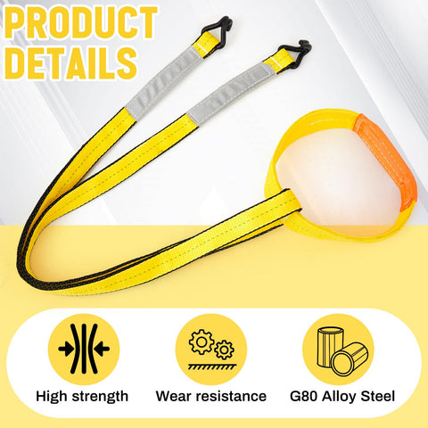 Industrial Forklift Battery Lifting Sling 2 Inch by 5 Ft Beefy Heavy Duty Carrier Strap With Hook 12 Inch Ring Protector Pad