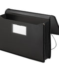 Poly Wallet Accordion File Organizer For Legal Size Documents Black 5.25 Inch Expansion open view with label slot
