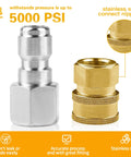 8-pack 1/4 in NPT stainless steel male/female quick-connect pressure washer fittings, internal thread, 5000 PSI