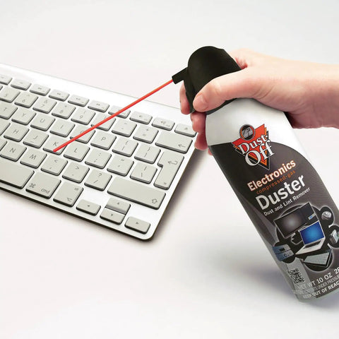 Compressed Gas Cleaning Duster 152a 10 Oz Can 3 Count With Bitterant used on keyboard to remove dust