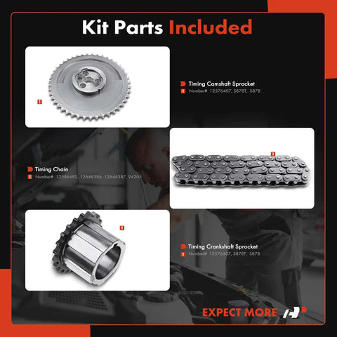 Engine Timing Chain Kit OHV V8 4.8L 5.3L 5.7L 6.0L stainless steel timing chain with sprockets for Chevy GMC Pontiac