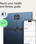 Smart Body Scale For Precise Weight And Fat Percentage, Full Body Composition Readouts, Wi Fi And Bluetooth Connectivity shown with app