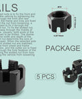 M18 X 1.5mm Black Hex Slotted Castle Nuts Pack Of 5, Boss Grade Carbon Steel Fasteners, detailed view.
