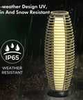 Patio Floor Lamp Outdoor Solar Powered Lantern With Weather Resistant Wicker Finish for Garden Deck and Backyard Auto On at Dusk 40 Lumens Cozy Vibe Large Sized for Indoor Outdoor Lighting Natural Brown
