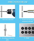 Aluminum Blind Rivet Kit 120 Pcs 5/32 Inch By 5/16 Inch Pop Rivets Assortment Black installation steps shown in four stages.