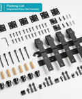 60 Inch Bi Folding Sliding Barn Door Hardware Track Kit With Side Mounted Black Rollers, components displayed.