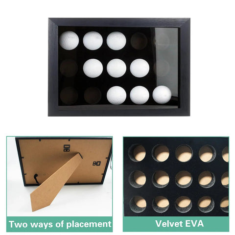 Golf Ball Display Case With EVA Foam Protection Wall Mount Or Desktop Shadow Box Holds Up To 15 Balls For Collectors