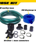 Hose kit for Gas Powered Water Pump 1.5 Inch With Hose 79 GPM 2.1 HP 79.8cc Engine with connectors and strainer