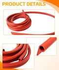 Zorqon red silicone P-gasket seal, 13 ft long, high-temp smoker door gasket.
