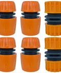 Pack of 6 garden hose fittings showing Hose Quick Connector And Repair Kit Half Inch Durable ABS Plastic Easy Install