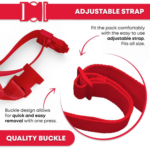 Adjustable strap and buckle detail of First Aid Fanny Pack With Whistle, Water Resistant Hip Pack With Three Zippered Compartments For Beach And Pool.