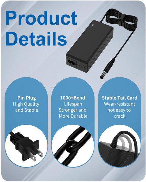 Plug And Play Replacement Monitor Power Cord DC 14V 4A That Works With SyncMaster LCD LED Monitors And TVs 15 Inch To 32 Inch For CF390 CF391 CF396 CF398 Series, black adapter cable
