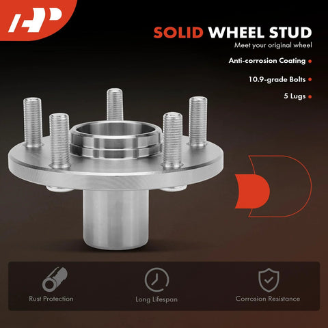 Solid wheel stud with anti-corrosion coating and 10.9-grade bolts, featuring 5 lugs for secure fitment and rust protection