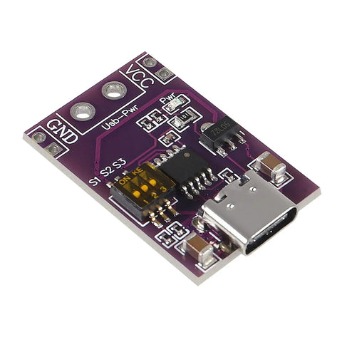 Type C PD2.0 PD3.0 AFC QC2.0 QC3.0 To DC Fast Charge Decoy Trigger Polling Detector Tester Board with USB-C port and components