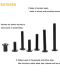M6 Furniture Connector Bolts And Barrel Nuts Set Black Zinc Plated Phillips Drive 70 Piece Pro Grade DIY Kit Features