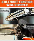 8 In 1 All In One Wire Stripper And Cutter Tool For 8 To 18 AWG with wire twisting and looping functions, heavy duty CRV steel