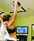 Heavy Duty Wall Mount Bracket And Ceiling Anchor Hooks For Suspension Trainer Straps used indoors for workouts.
