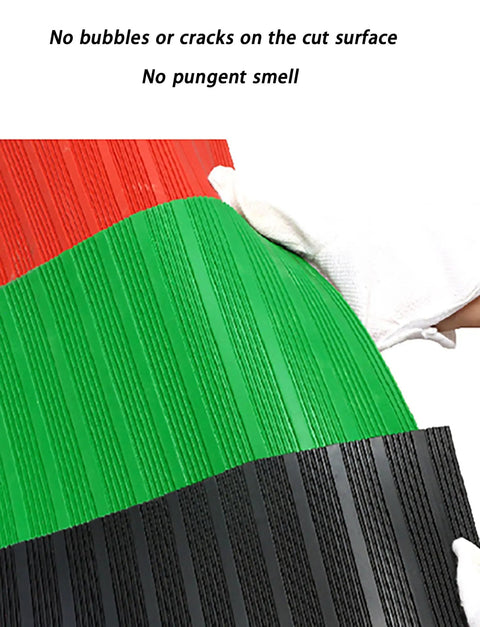 Tough As Nails Electrical Safety Rubber Mat For Electricians with no bubbles or cracks, shown in red, green, and black material.