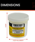 Aluminum Brazing Flux container with dimensions for torch welding, Zinc Chloride Totally Great for 4047 4043 1100 alloys, 2.5x2.75 inches.