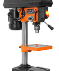 Smooth Rolling Five Speed Benchtop Drill Press with 2.3 Amp motor, featuring sturdy cast iron base and upgrade table.