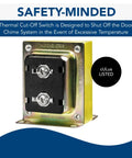 16 Volt 10VA Door Chime Transformer For Most Chime Systems Easy Install Durable Design Ideal Replacement Or New Install 1 Pack shown with thermal cut-off switch and cULus listing