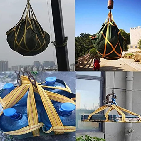 Heavy Duty Canvas Cargo Net For Pallet Lifting, Real Workhorse With Reinforced Handles, 1.2 To 1.5 Ton Capacity, Size 150x150 Cm