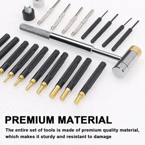 21 Piece Heavy Duty Punch Tool Set With Double Sided Copper Hammer, Four Interchangeable Heads For Auto And Mechanical Work, Protected Steel Chisel Pin Kit To Fix Tough Jobs Like A Pro, premium material tools