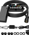 8 Foot 7 Way Trailer Cord With Waterproof Junction Box Kit Including 12V Breakaway Switch And Plug Holder, 7 Color Coded Wires, Heavy Duty Trailer Wiring Harness For RV, Camper, And Utility Trailers
