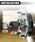 Installation guide for Universal Wheel Stud Installer Tool For Cars And Light Trucks, step-by-step using heavy duty lug nut tool.