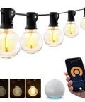 Smart Outdoor String Lights 75 Feet G40 Globe Patio Lights With 34 Dimmable LED Bulbs, WiFi App Control, and speaker