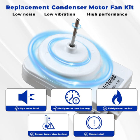 Condenser Fan Motor Kit For Refrigerator Replacement With Motor, Blade, Harness And Hardware, Compatible With Whirlpool