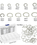 C Clip Assortment Kit Stainless Steel 200 Pcs M10 To M20 Internal And External Snap Rings 304 Stainless 10 Sizes For Auto Machinery And DIY Projects Great For Mechanics, 10-20mm set in case