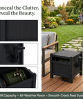 Hideaway Garden Hose Reel Storage Box For 100Ft 5/8 Inch Hose Resin Outdoor Container No Assembly Required by patio
