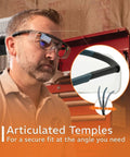Battle Tested NoIR Laser Safety Glasses Featuring A Hella Comfortable Wraparound Fit For Maximum Ultraviolet And Infrared Eye Protection Laser Grade Durability, showing articulated temples for a secure fit.