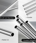 Stainless steel tubes set: ten 3/8 in OD, 304 stainless, 12 in long, weldable industrial tubing.