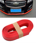 Universal Car Front Bumper Protector Self Adhesive Rubber Lip Spoiler Trim Guard Heavy Duty 2.5M 8.2ft Long Red Anti Scratch Protection For Cars Trucks SUVs And More shown on vehicle and coiled