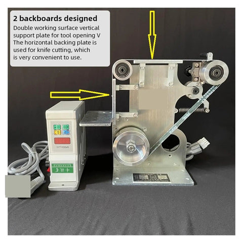Brushless Electric Belt Sander And Grinder Featuring Adjustable Speed Plus Forward Reverse Functions Built Like A Tank For Jewelry Crafting And Workshop Sharpening Works Like A Boss with dual backboards and control panel.