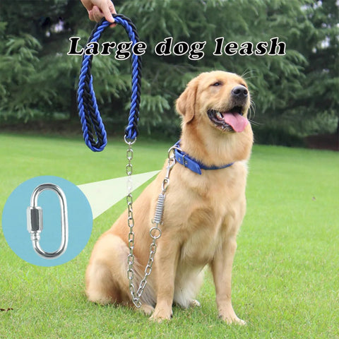 Golden retriever with large dog leash using Twenty Pcs One Eighth Inch Quick Links 304 Stainless Steel Oval Threaded D Shape Repair Chain.